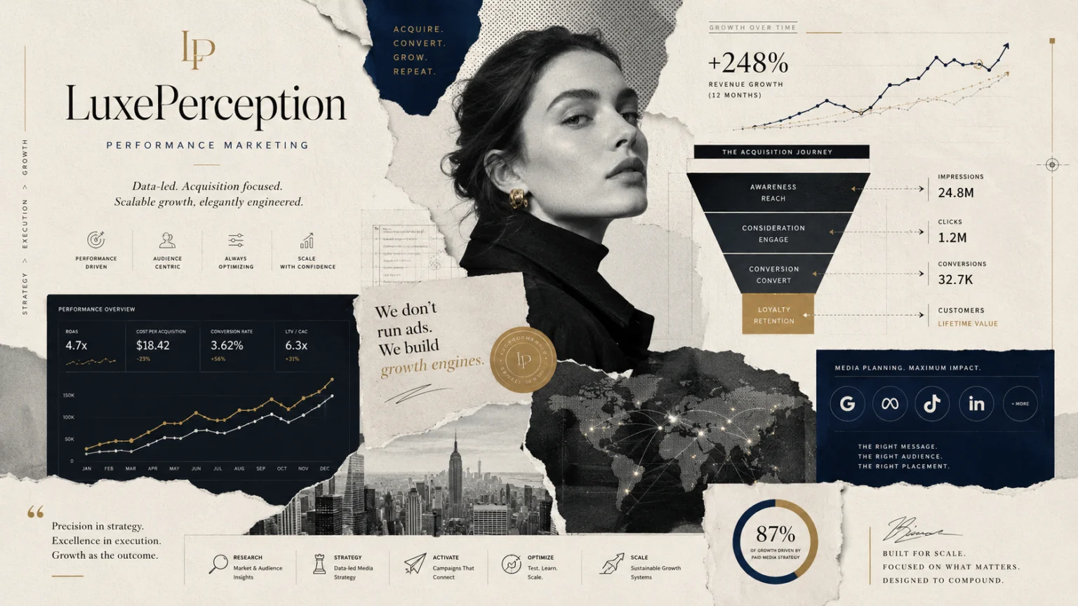 LuxePerception performance marketing concept editorial illustration